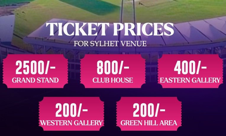 Sylhet Stadium BPL Tickets Price